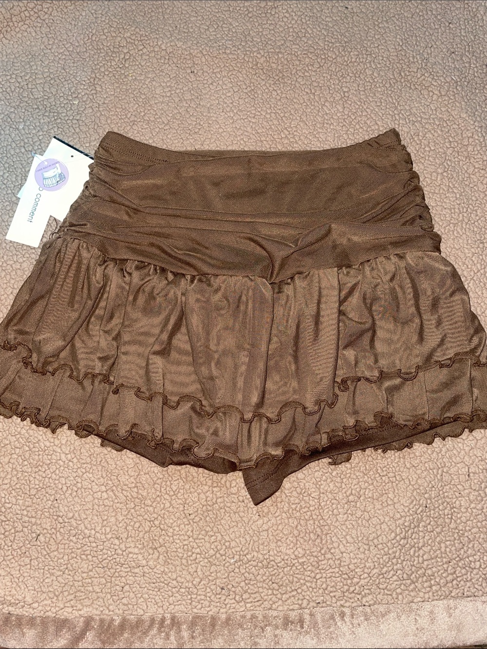 Brown Ruffle Layered Women’s Skort
